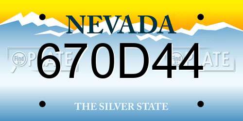 670D44 Nevada License Plate