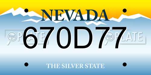 670D77 Nevada License Plate
