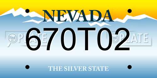 670T02 Nevada License Plate