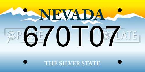 670T07 Nevada License Plate