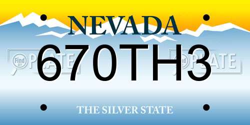 670TH3 Nevada License Plate
