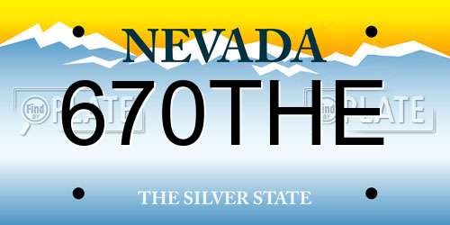 670THE Nevada License Plate