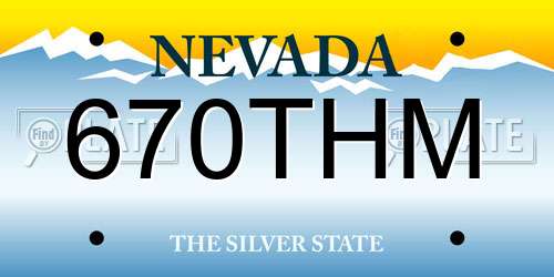 670THM Nevada License Plate