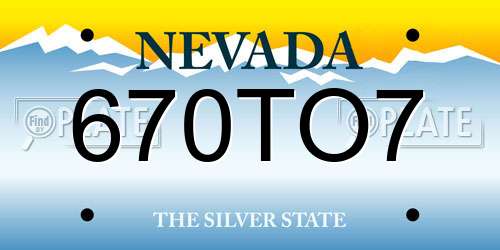 670TO7 Nevada License Plate