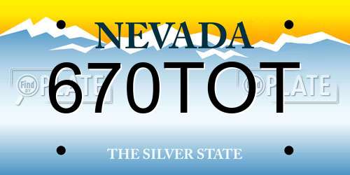 670TOT Nevada License Plate