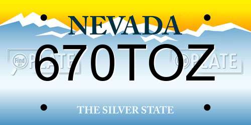 670TOZ Nevada License Plate