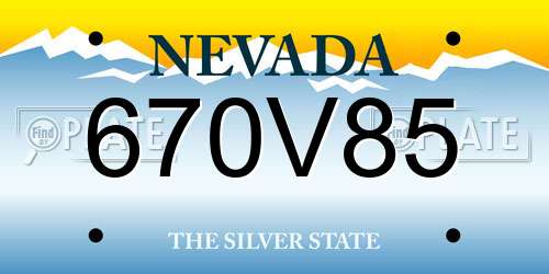670V85 Nevada License Plate