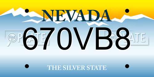 670VB8 Nevada License Plate