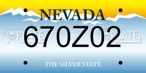 670Z02 Nevada License Plate
