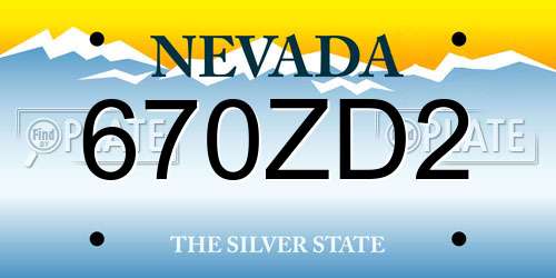 670ZD2 Nevada License Plate