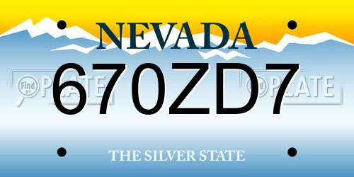 670ZD7 Nevada License Plate