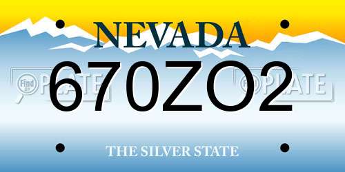 670ZO2 Nevada License Plate