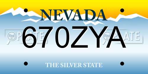 670ZYA Nevada License Plate