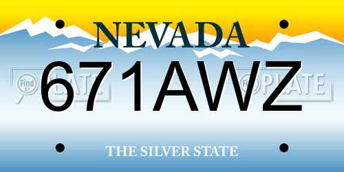 671AWZ Nevada License Plate