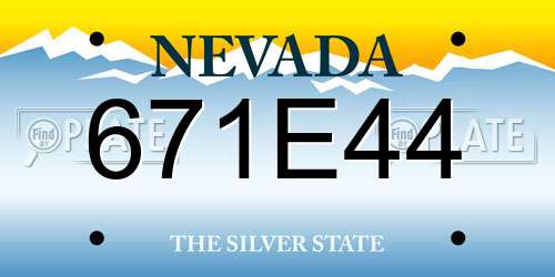 671E44 Nevada License Plate