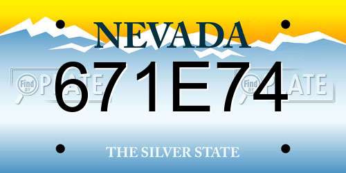 671E74 Nevada License Plate