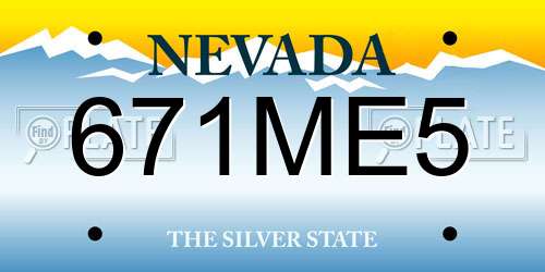 671ME5 Nevada License Plate