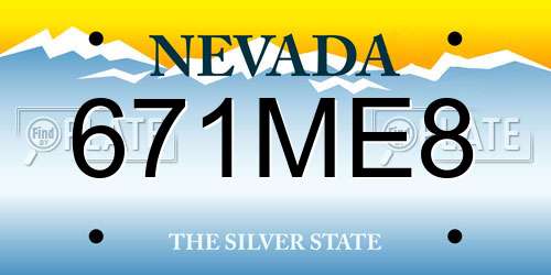 671ME8 Nevada License Plate
