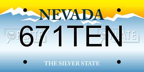 671TEN Nevada License Plate