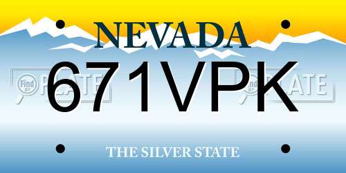 671VPK Nevada License Plate