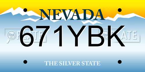 671YBK Nevada License Plate