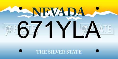 671YLA Nevada License Plate
