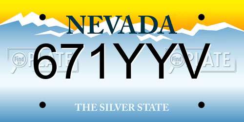 671YYV Nevada License Plate