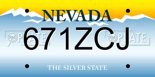 671ZCJ Nevada License Plate
