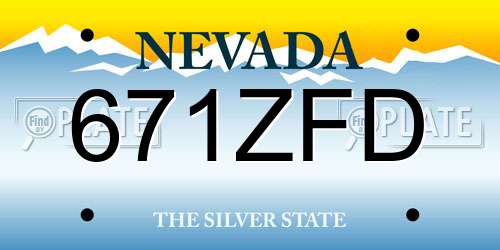 671ZFD Nevada License Plate