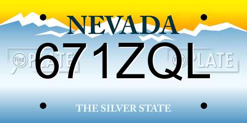671ZQL Nevada License Plate