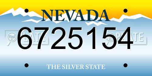 6725154 Nevada License Plate