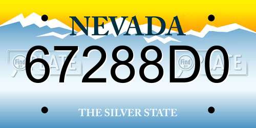 67288D0 Nevada License Plate