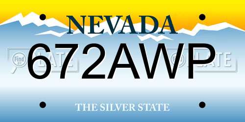 672AWP Nevada License Plate