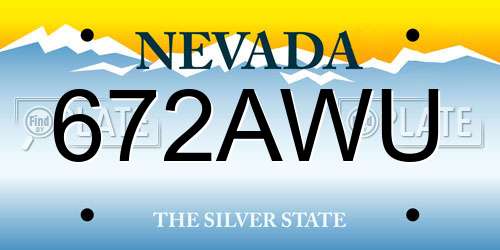 672AWU Nevada License Plate