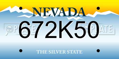 672K50 Nevada License Plate