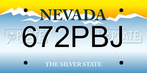672PBJ Nevada License Plate