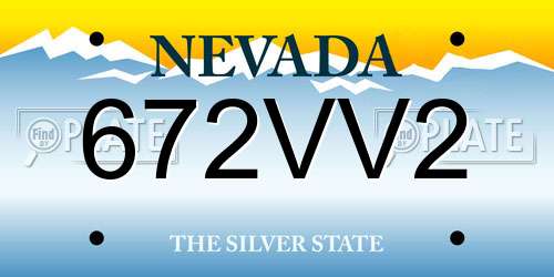 672VV2 Nevada License Plate