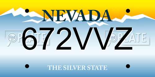 672VVZ Nevada License Plate