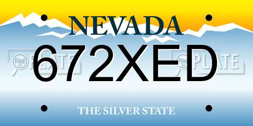 672XED Nevada License Plate
