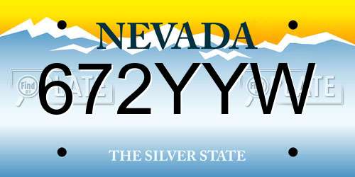 672YYW Nevada License Plate