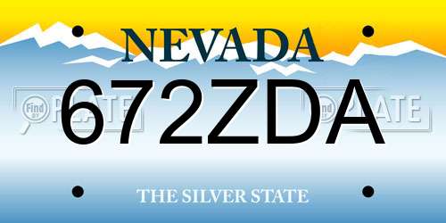 672ZDA Nevada License Plate