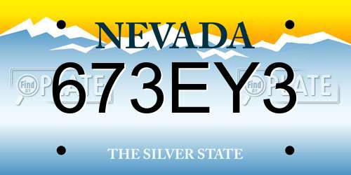 673EY3 Nevada License Plate