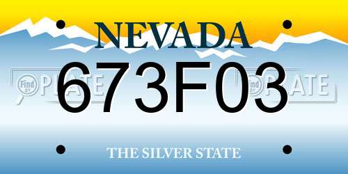 673F03 Nevada License Plate