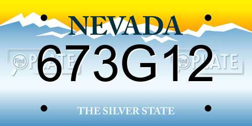 673G12 Nevada License Plate