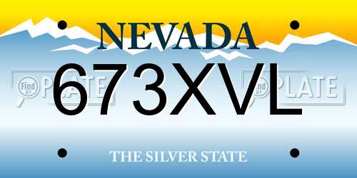673XVL Nevada License Plate
