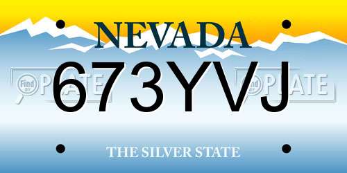 673YVJ Nevada License Plate