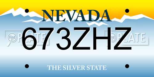 673ZHZ Nevada License Plate