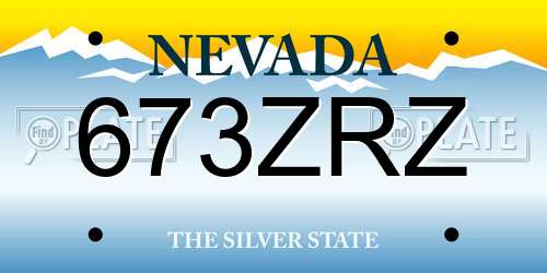 673ZRZ Nevada License Plate