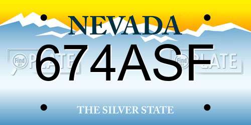 674ASF Nevada License Plate