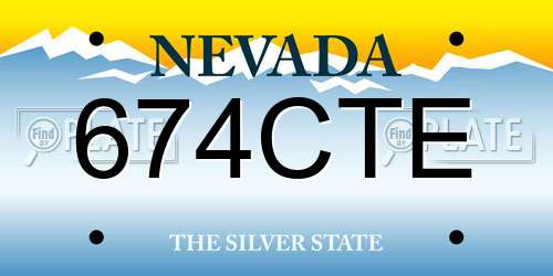 674CTE Nevada License Plate
